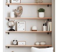 QJBSAVVA Mensola da Parete in Legno Massello Rovere Non Trattato 80x10x2 cm con Bordi Vivi per Bagno Cucina Soggiorno Libreria Salvaspazio
