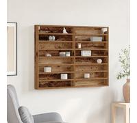 QJBSAVVA Mensola da Parete in Legno Naturale con Finitura Invecchiata Vetrina Armadio 100x8,5x75 cm Regolabile Design Salva Spazio per Soggiorno Camera e Ufficio