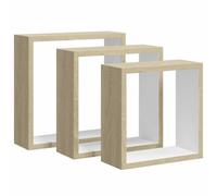 QJBSAVVA Mensole a Cubo da Parete Set 3 pz MDF Bianco Rovere Sonoma