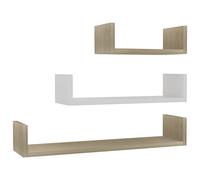 QJBSAVVA Mensole a Muro Set 3 Pz Bianco Rovere Sonoma 60/45/30 cm