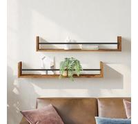 QJBSAVVA Mensole da Parete 2 Pezzi Legno Riciclato Vecchio 80x16x14 cm Design Rustico Salvaspazio per Esporre Libri e Oggetti Decorativi Soggiorno