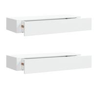 QJBSAVVA Mensole da parete con cassetti, 2 pezzi, bianco, 60 x 23,5 x 10 cm, in MDF e metallo, design moderno, per soggiorno, corridoio, camera da letto