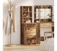QJBSAVVA Mobile Alto Rustico in Legno Naturale per Cucina e Sala da Pranzo con 6 Cassetti, Credenza Salvaspazio 40x41x135 cm Marrone