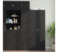 QJBSAVVA Mobile Alto Stretto Cucina Bagno Soggiorno Nero Truciolato Salvaspazio 40x42,5x225 cm con 2 Armadietti 6 Scomparti 2 Cassetti per Casa Interno Ufficio