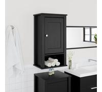 QJBSAVVA Mobile Bagno a Muro in Massello Pino Nero Salvaspazio con 1 Anta e 3 Ripiani 40x27x71.5 cm per Ottimizzare Spazi Piccoli