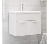 QJBSAVVA Mobile Bagno con Lavabo Integrato Bianco Salvaspazio in Truciolato 60x38.5x46 cm Design Moderno per Bagno e Toilette