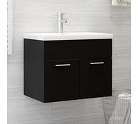 QJBSAVVA Mobile Bagno con Lavabo Integrato Nero Legno Multistrato Salvaspazio Design Moderno Dimensioni 60x38.5x46 cm per Bagno e Toilette