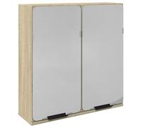 QJBSAVVA Mobile Bagno con Specchio Rovere Sonoma 64,5x20x66,5 cm | Pensile salvaspazio da parete per organizzare accessori lavabo e cosmetici nel bagno principale o di servizio.