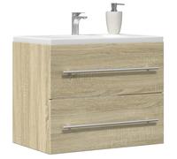 QJBSAVVA Mobile Bagno Salvaspazio Sotto Lavabo in Legno Multistrato Rovere Sonoma 60x38,5x48 cm per Bagno Moderno con Ampio Spazio Portaoggetti