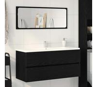 QJBSAVVA Mobile Bagno Salvaspazio Sottolavabo Rovere Nero 100x38,5x45 cm Legno Multistrato Design Moderno per Ottimizzare Spazio in Bagno
