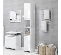 QJBSAVVA Mobile Bagno Salvaspazio Stretto Alto 30x30x183.5 cm con 6 Scomparti e 2 Ante in Legno Multistrato Bianco Lucido per Ottimizzare lo Spazio