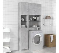 QJBSAVVA Mobile Bagno Salvaspazio Stretto Alto con 4 Ante Grigio Cemento 32x25,5x190 cm Legno Multistrato per Ottimizzazione Spazio