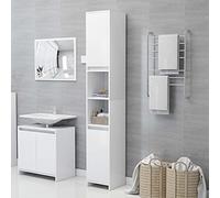 QJBSAVVA Mobile Bagno Salvaspazio Stretto e Alto in Legno Multistrato Bianco 30x30x183,5 cm con 6 Scomparti e 2 Ante per Ottimizzare lo Spazio