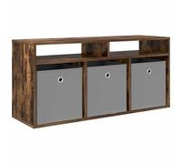 QJBSAVVA Mobile basso con cassetti, mobile per TV, 102 x 32 x 48,5 cm, moderna credenza in legno per soggiorno, mobiletto con 3 cassetti e 2 ripiani, rovere affumicato