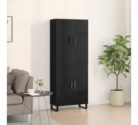 QJBSAVVA Mobile Buffet Credenza Cucina 2 Pezzi Nero Rovere Legno Ingegnerizzato 69,5x34x180 cm con Scaffali Spaziosi per Sala da Pranzo Soggiorno