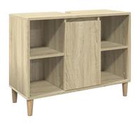 QJBSAVVA Mobile da Bagno 80x33x60 cm 5 Scomparti Rovere Sonoma | Mobiletto salvaspazio per bagno e lavanderia con 4 vani a giorno e 1 anta, superficie liscia facile da pulire.