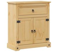 QJBSAVVA Mobile da Bagno Corona 70x33x80 cm in Legno Massello di Pino | Mobiletto multiuso con finitura cerata ambra per bagno e lavanderia, dotato di cassetto e vano con maniglie in metallo.