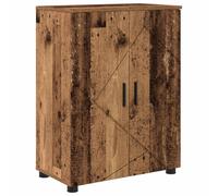 QJBSAVVA Mobile da Bagno Freestanding Legno Vecchio 60x35x80 cm | Struttura compatta da terra per bagno con ante a cerniera e gambe in metallo nero per organizzare prodotti e cosmetici.