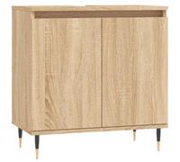 QJBSAVVA Mobile da Bagno Rovere Sonoma 58x33x60 cm Legno Multistrato | Mobiletto multiuso con 2 ante per bagno e lavanderia, piedini industriali in ferro e finitura effetto legno rovere.