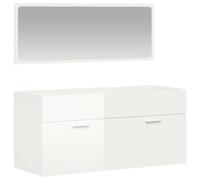 QJBSAVVA Mobile da Bagno Sospeso con Specchio Bianco Lucido 2pz 100cm | Mobiletto a parete con specchiera per bagno moderno. Salvaspazio e capiente per organizzare al meglio gli accessori.
