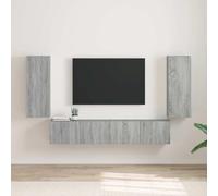 QJBSAVVA Mobile da parete per TV, grigio, 30 x 31 x 80 cm, in legno, con 2 ante e 6 ripiani, decorazione moderna Sonoma per corridoio, camera da letto