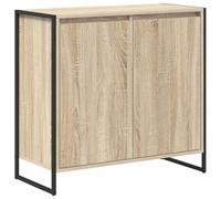 QJBSAVVA Mobile Laterale Industriale 79x36x75 cm Legno Sonoma 2 Porte | Armadio salotto versatile con robusti piedi in acciaio e capienti scomparti per un soggiorno ordinato ed elegante.