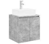 QJBSAVVA Mobile Lavabo da Parete Grigio Cemento 49,5x41x62,5 cm | Design sospeso salvaspazio per il bagno moderno, dotato di vano portaoggetti e sistema di drenaggio rapido della acqua.
