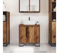 QJBSAVVA Mobile Lavabo per Bagno in Legno Ingegnerizzato Stile Vecchio Rustico, Mobile Bagno Salvaspazio Stretto Sottolavabo 60x35x50 cm, Marrone per Interni