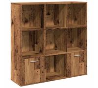 QJBSAVVA Mobile Libreria 7 Scomparti e 2 Ante Legno Antico 98x29x97,5 cm | Scaffale versatile per soggiorno e studio con vani aperti e ante per organizzare libri e decorazioni in modo ordinato.