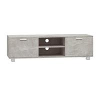 QJBSAVVA Mobile moderno per TV grigio cemento, 140 x 40,5 x 35 cm, in legno con 4 scomparti, portata 100 kg, passacavi, mobile per soggiorno, home entertainment