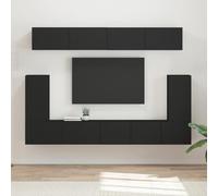 QJBSAVVA Mobile per TV, montaggio a parete, 5 pezzi, nero, in legno, 98 x 31 x 29,5 cm, design moderno e buon spazio per soggiorno, corridoio, camera da letto