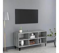 QJBSAVVA Mobile per TV Porta TV con Gambe Metallo Grigio Sonoma, Credenza Bassa Soggiorno Moderno 6 Scomparti, Dimensioni 103.5x30x50 cm