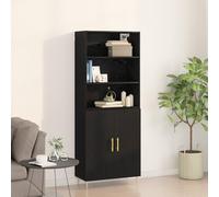 QJBSAVVA Mobile Soggiorno Moderno Credenza con Mensole Rovere Nero Legno Ingegnerizzato, Highboard 69,5x34x180 cm e Mobile a Parete 69,5x32,5x90 cm per Salotto