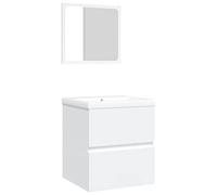 QJBSAVVA Mobile sottolavabo con lavabo e specchio, da appendere alla parete, con cassetto, in legno, lavabo in ceramica bianca, 41 x 38,5 x 45 cm