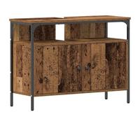 QJBSAVVA Mobile Sottolavabo da Bagno 80x30x60 cm Legno Vecchio e Acciaio