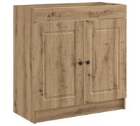 QJBSAVVA Mobile sottolavabo in rovere Artisan, mobile da bagno in legno con 2 ante e maniglie in metallo, mobile da bagno per riporre oggetti, 56 x 37,5 x 81 cm