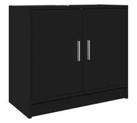 QJBSAVVA Mobile Sottolavabo Nero in Legno Multistrato 63x29x55 cm | Mobile sottolavabo compatto per il bagno con 2 ante, vano capiente e supporto fino a 60 kg di peso.