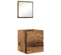 QJBSAVVA Mobile Specchio Bagno Sospeso 41x38,5x45 cm Legno Vecchio | Pensile da parete con specchio integrato, ottimizza lo spazio nel bagno moderno e facilita la routine quotidiana.