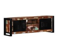 QJBSAVVA Mobile TV 100 × 30 × 35 cm legno vecchio nero marrone, basso con 2 ante e cassetto, tavolo per TV in legno massello con gestione dei cavi, design moderno per soggiorno e camera da letto