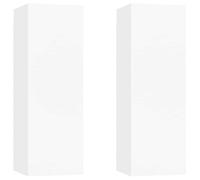 QJBSAVVA Mobile TV, 2 pezzi, bianco, 30,5 x 30 x 90 cm, in legno dal design moderno, con 2 ripiani, robusto e stabile per soggiorno, camera da letto e corridoio