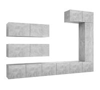 QJBSAVVA Mobile TV, 7 pezzi, grigio cemento, 80 x 30 x 30 e 100 x 30 x 30 e 30,5 x 30 x 110 cm, materiale in legno, design moderno, montaggio a parete, molto spazio per soggiorno, corridoio, camera da