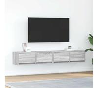 QJBSAVVA Mobile TV a Parete 2 Pezzi Grigio Sonoma Legno Multistrato con Cassetti Salvaspazio per Soggiorno Moderno 80x31x25,5 cm