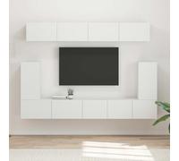 QJBSAVVA Mobile TV a parete, set da 5 pezzi, colore bianco, in legno, 98 x 31 x 29,5 cm, moderno mobile per TV, con 8 ante e scaffale, soggiorno, credenza per piccoli spazi