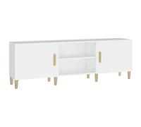QJBSAVVA Mobile TV bianco 150 x 30 x 50 cm in legno e legno massello di eucalipto, classica tavola bassa con ripiani e scomparti, design moderno e spazio per TV, per Living Room