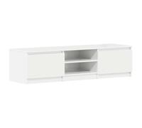 QJBSAVVA Mobile TV bianco lucido 140 x 40 x 35,5 cm in legno moderno basso con 2 ante e 2 scomparti aperti per Living Room e camera da letto