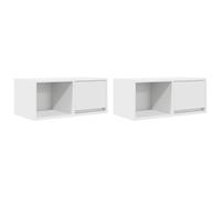 QJBSAVVA Mobile TV bianco, set da 2 pezzi, 60 x 31 x 25,5 cm, materiale in legno con cassetto, design moderno, fondo robusto per 60 kg, montaggio a parete, per soggiorno, camera da letto, ufficio