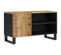 QJBSAVVA Mobile TV in legno massello Mango 80 x 33 x 46 cm gambe in ferro basso con porta e 2 ripiani tavolo TV Design moderno per soggiorno camera da letto