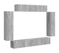 QJBSAVVA Mobile TV modulare Sonoma grigio 98 x 31 x 29,5 cm montaggio a parete moderna Lowboard con set di 8 pezzi per il design del soggiorno salvaspazio