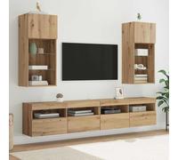 QJBSAVVA Mobile TV montato a parete, in legno di quercia artisan, 40,5 x 30 x 90 cm, moderno, con striscia LED, in legno robusto ed elegante, per soggiorno, corridoio, camera da letto