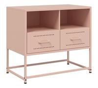QJBSAVVA Mobile TV rosa, 68 x 39 x 60,5 cm, in acciaio, con 2 cassetti e 2 scomparti aperti, robusto tavolo televisivo per soggiorno, camera da letto, corridoio